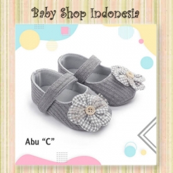 S1004 Sepatu Bayi Perempuan Sepatu Prewalker Import Bayi Perempuan Checkered Flower Abu  large
